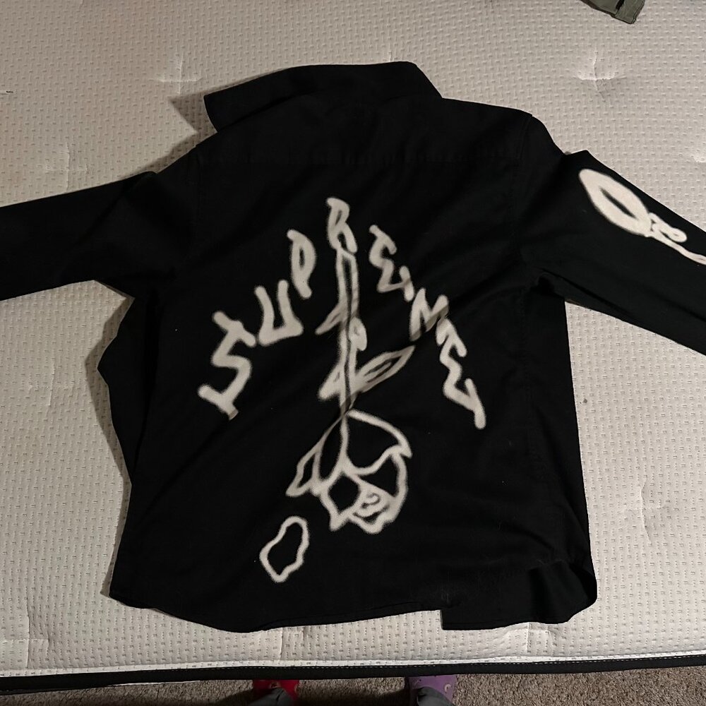 Supreme Rose L/S Work Shirt Black FW18 Sancheeto Graphic Men’s Medium